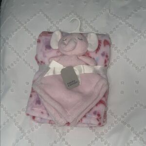 Pink Elephant Baby Blanket and Toy Set
